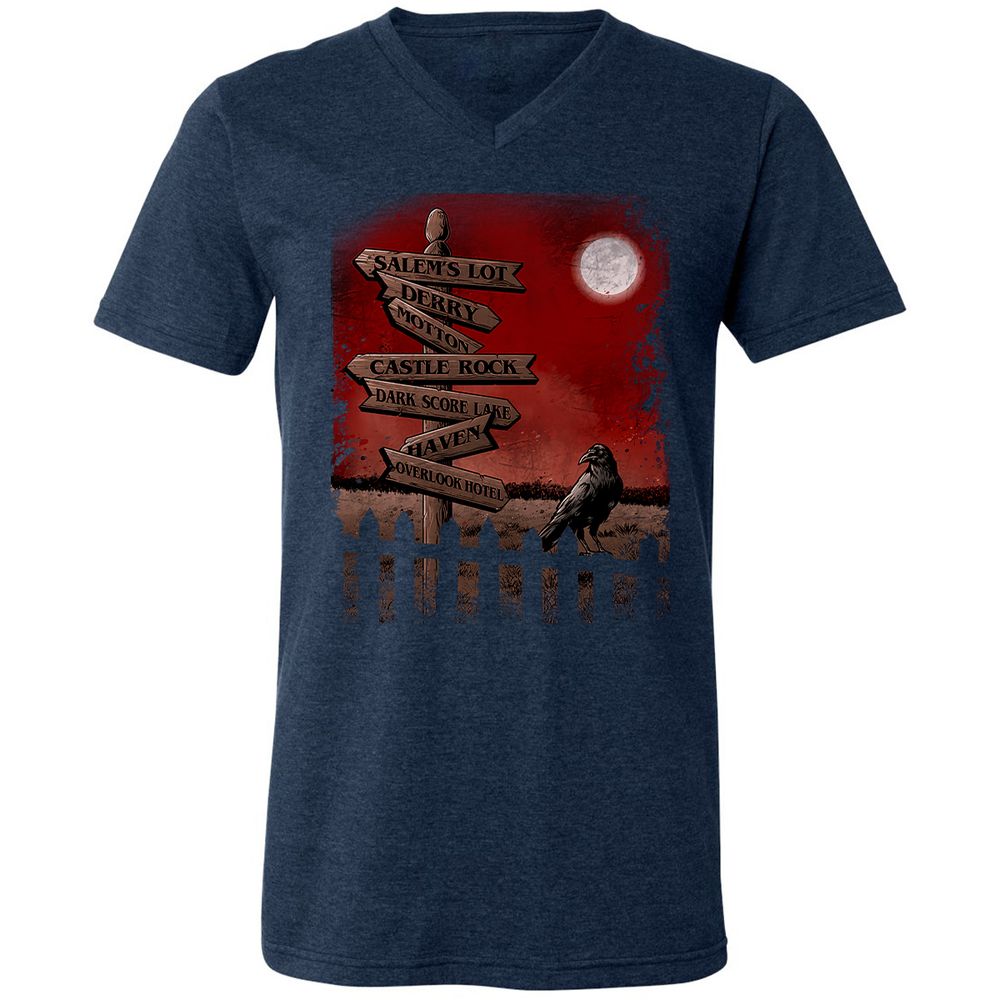 Unisex V-Neck T-Shirt - YWP7WBHF - Heather Navy - 15