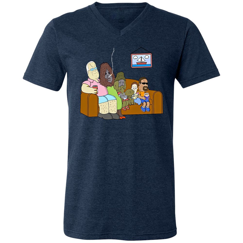 Unisex V-Neck T-Shirt - 4FZ2DKDU - Heather Navy - 15