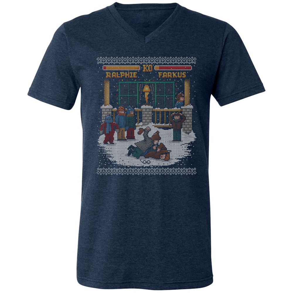 Unisex V-Neck T-Shirt - F73Y6UVA - Heather Navy - 15
