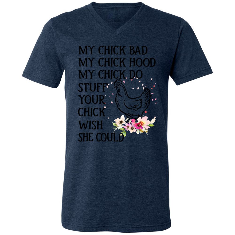 Unisex V-Neck T-Shirt - YVUX57TN - Heather Navy - 15