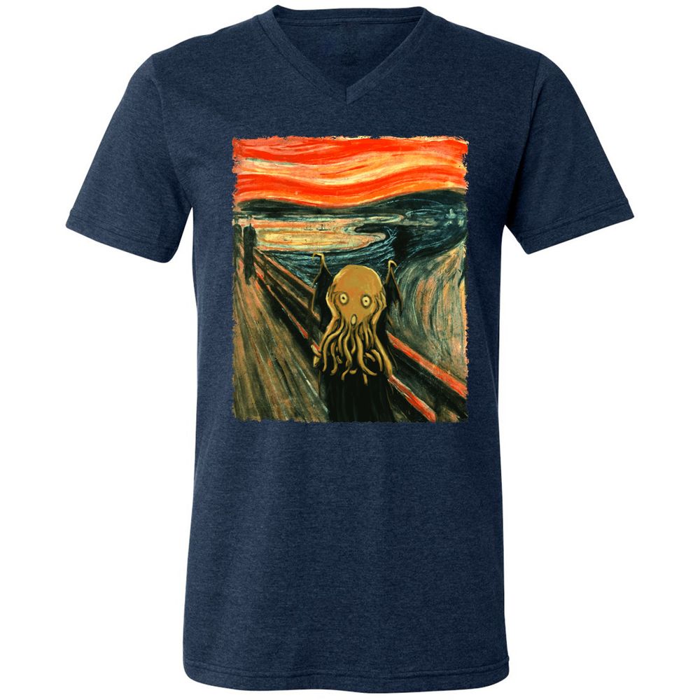 Unisex V-Neck T-Shirt - VQBQP7LZ - Heather Navy - 15