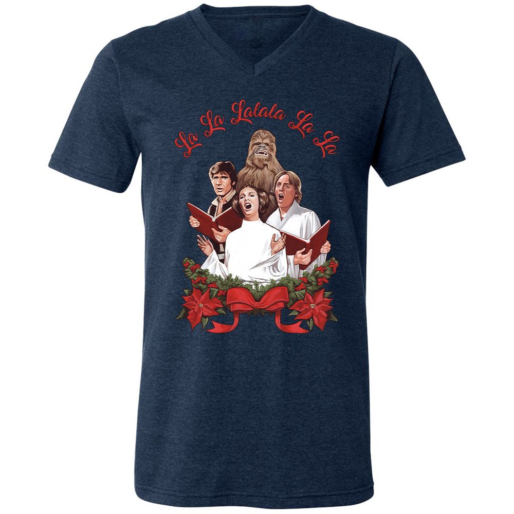 Unisex V-Neck T-Shirt - XASZMXJH - Heather Navy - 15