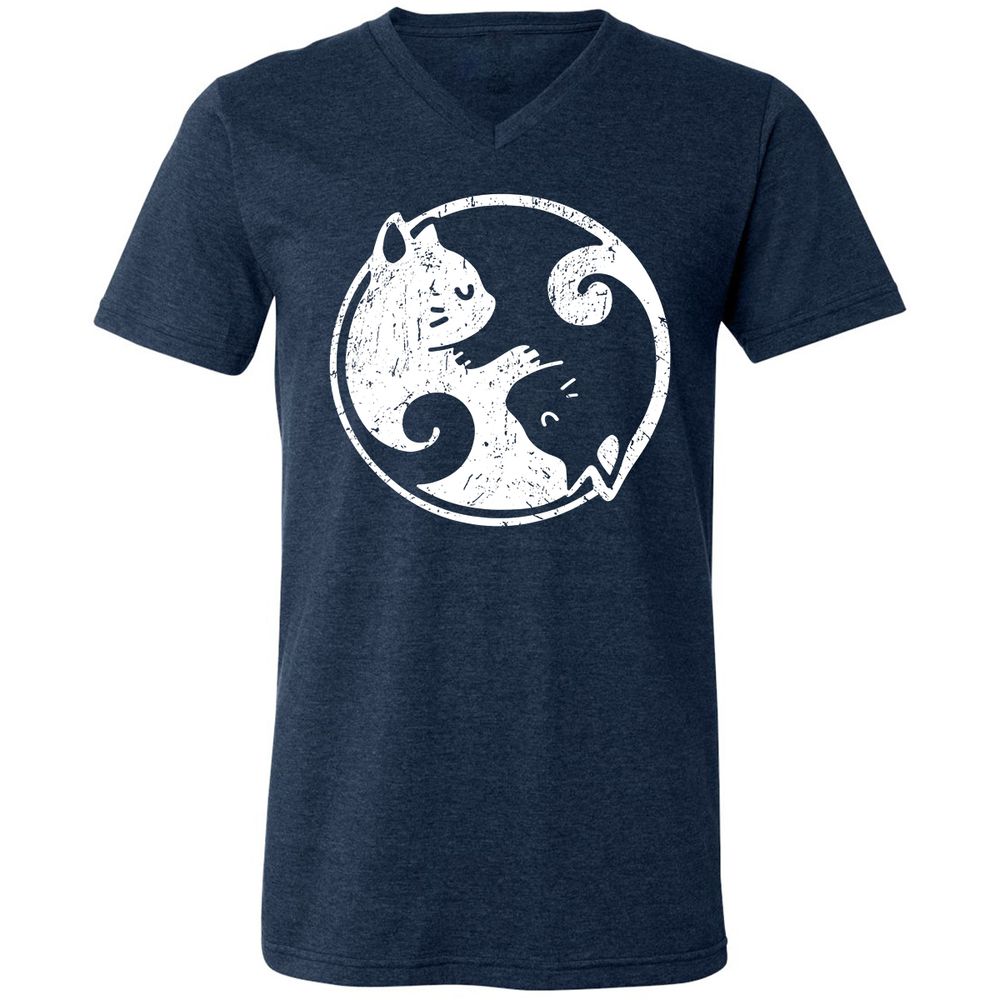 Unisex V-Neck T-Shirt - 6K3GJKV8 - Heather Navy - 15