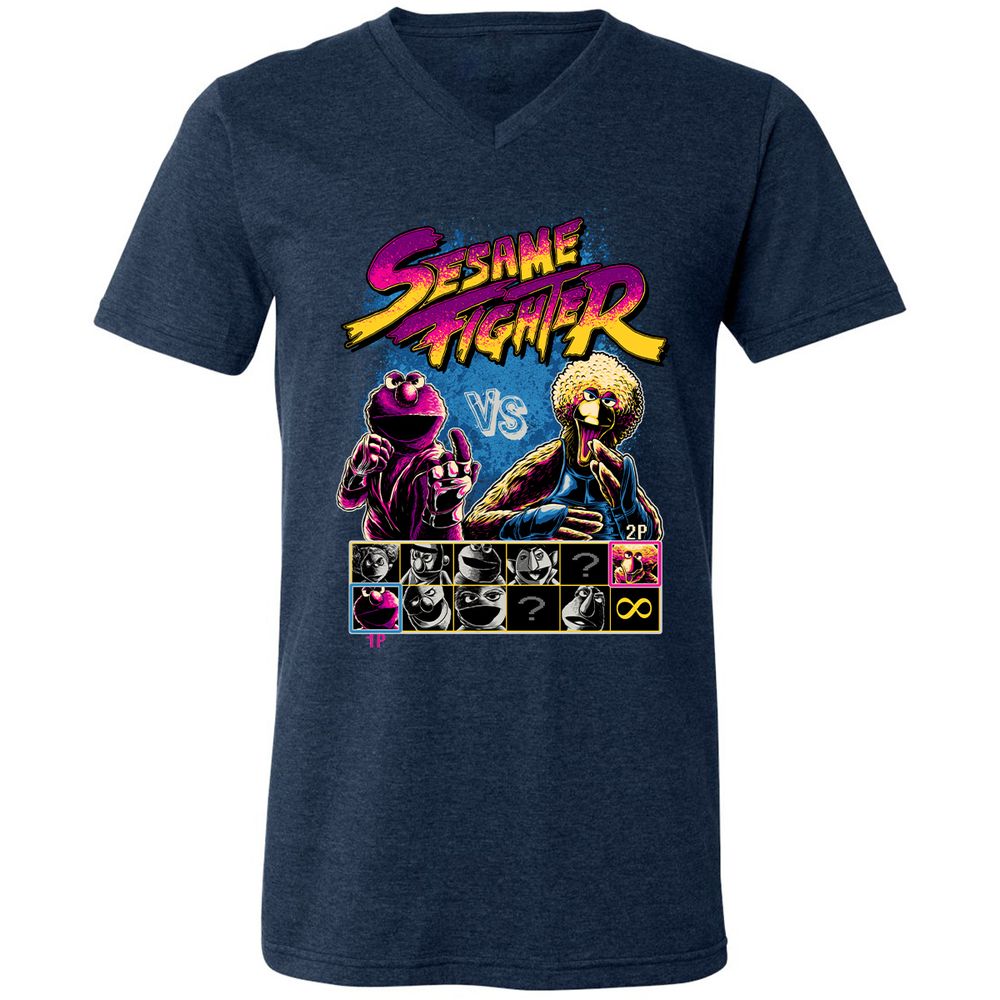 Unisex V-Neck T-Shirt - 5S7QX2KP - Heather Navy - 15