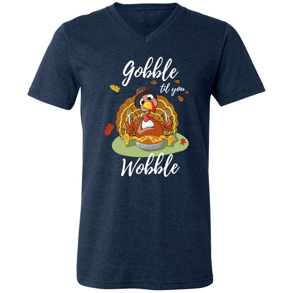 Unisex V-Neck T-Shirt - 8944CQQX - Heather Navy - 15
