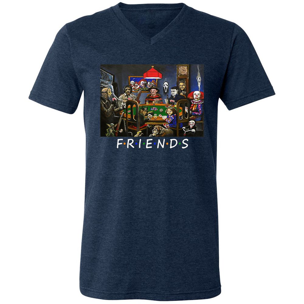 Unisex V-Neck T-Shirt - VBZREE1P - Heather Navy - 15