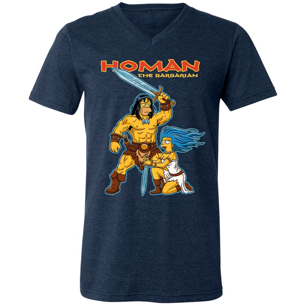 Unisex V-Neck T-Shirt - G8NTVGXJ - Heather Navy - 15