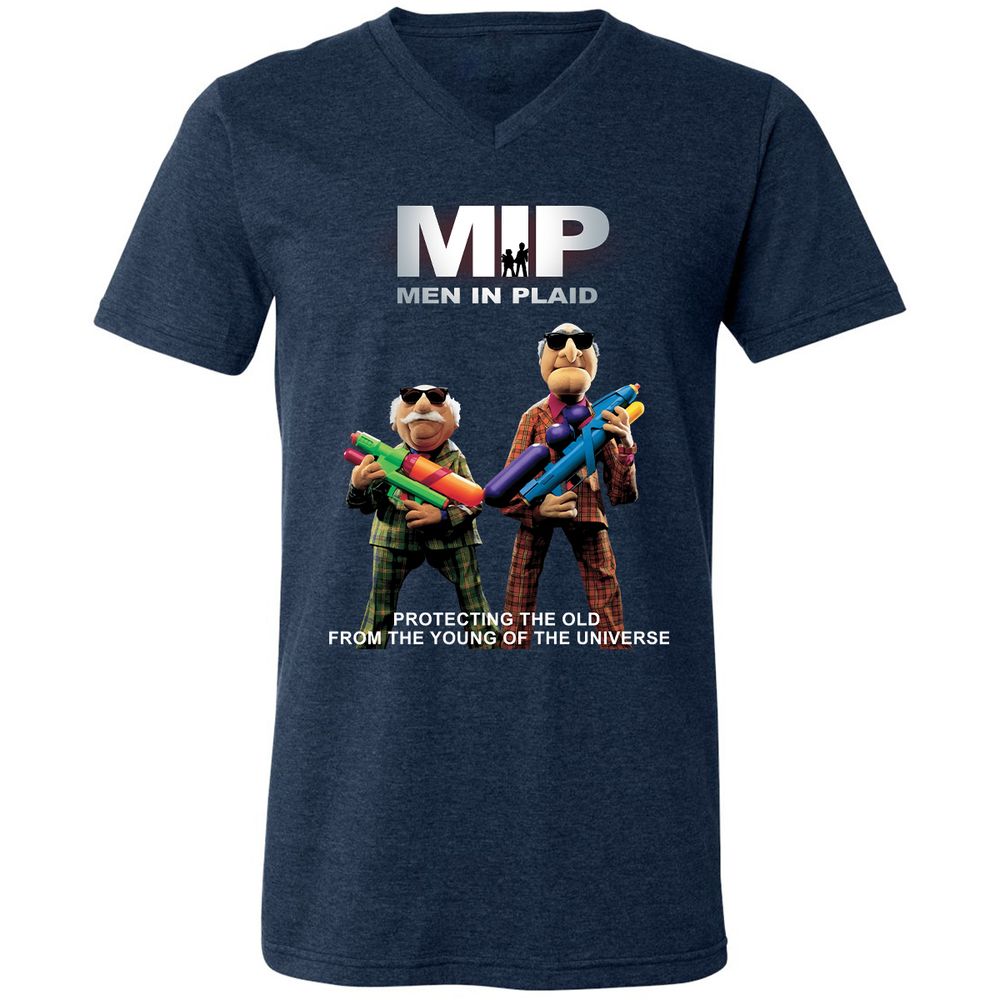 Unisex V-Neck T-Shirt - B7CTGD7T - Heather Navy - 15