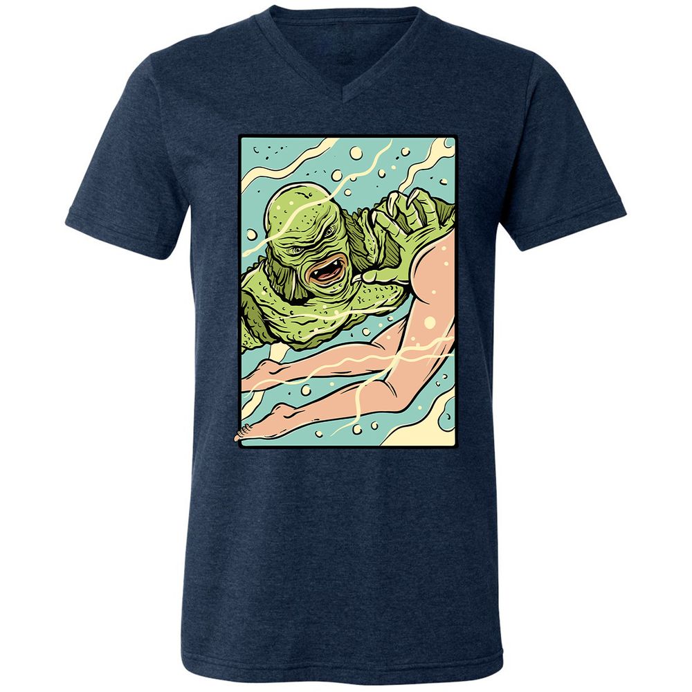 Unisex V-Neck T-Shirt - 6R6AJ4QU - Heather Navy - 15