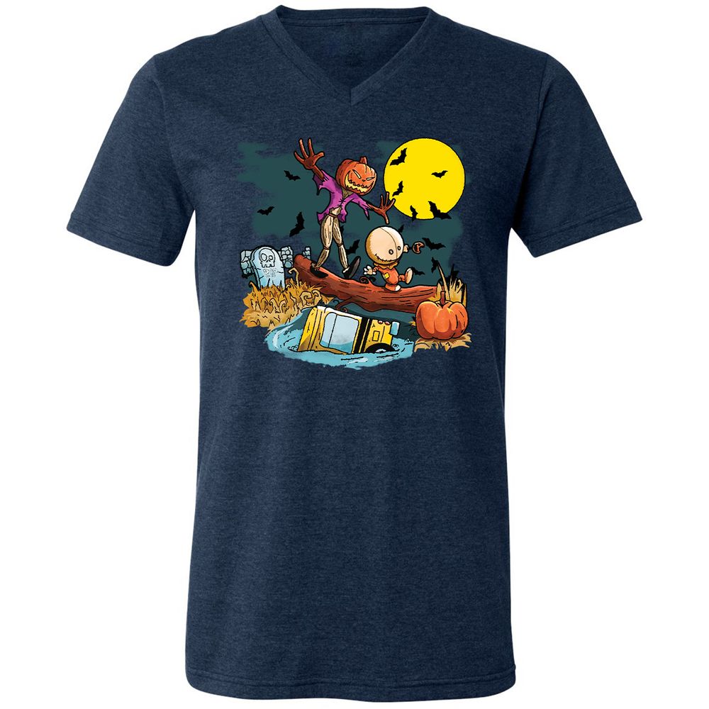Unisex V-Neck T-Shirt - XW4QV8XY - Heather Navy - 15
