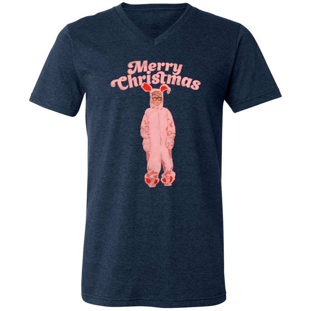 Unisex V-Neck T-Shirt - 14T8G5UM - Heather Navy - 15