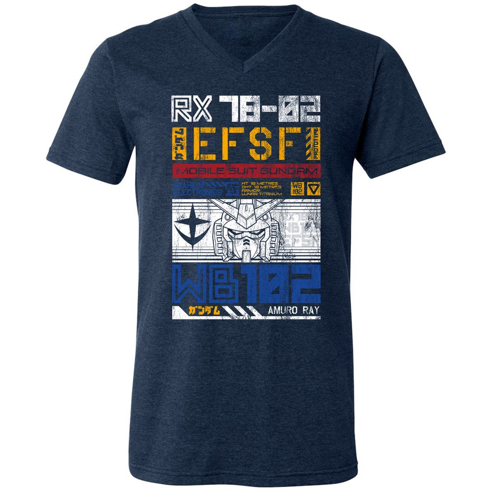 Unisex V-Neck T-Shirt - RG7XS5CD - Heather Navy - 15