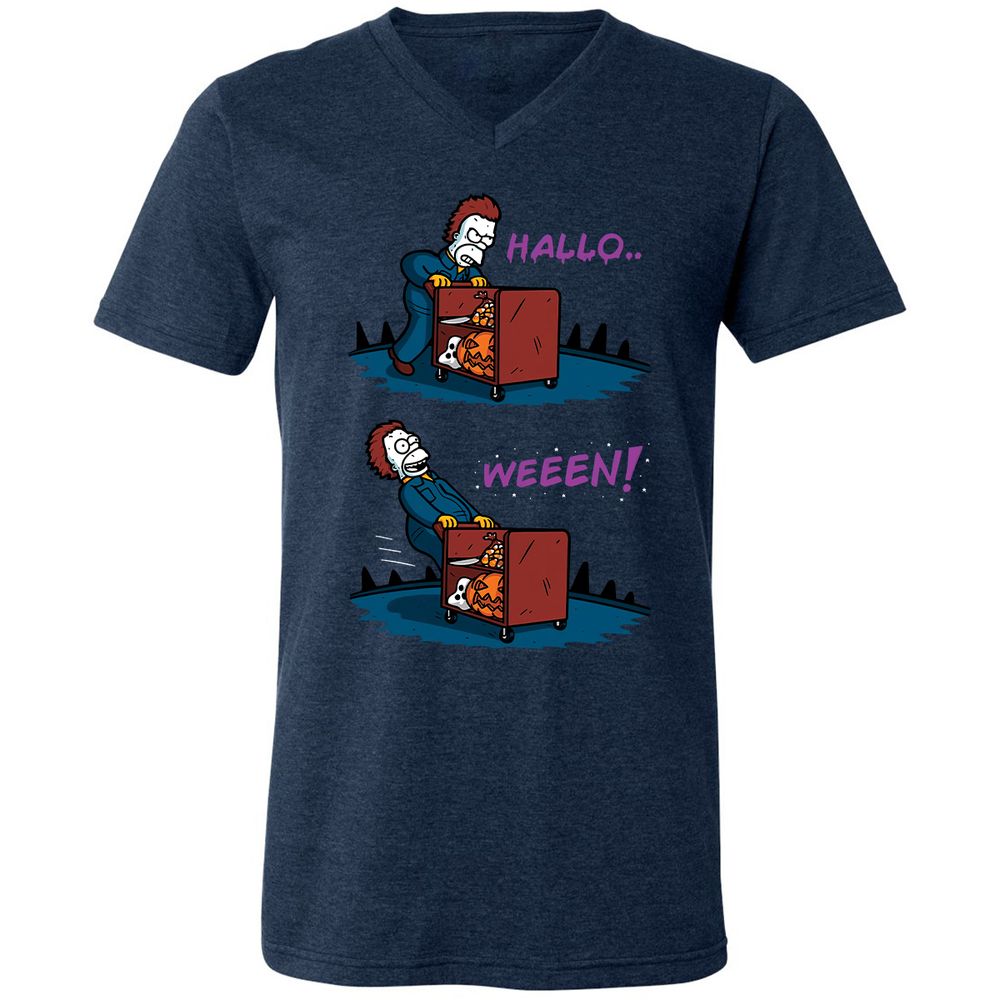 Unisex V-Neck T-Shirt - MMVAQEWT - Heather Navy - 15