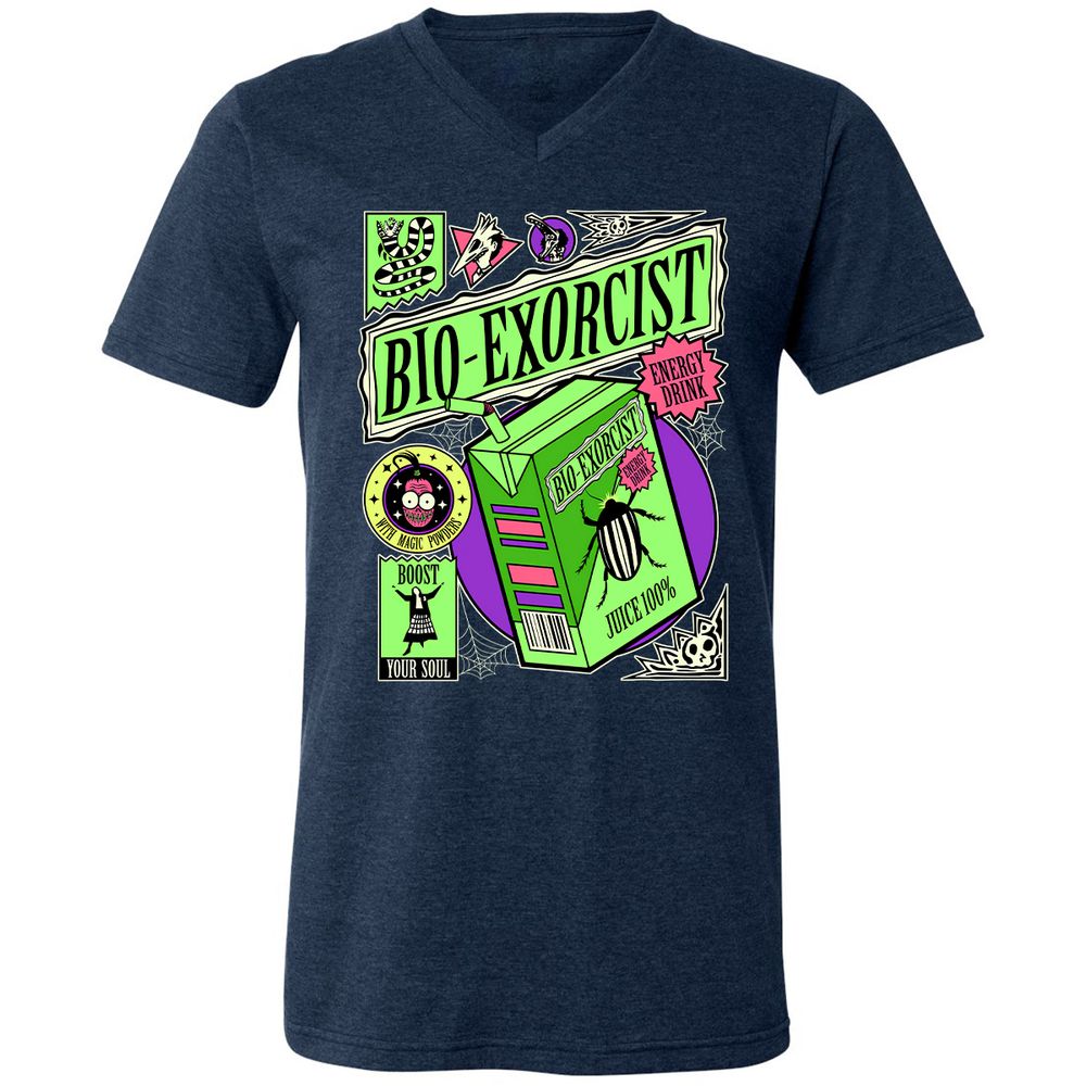 Unisex V-Neck T-Shirt - MJYZQLCX - Heather Navy - 15