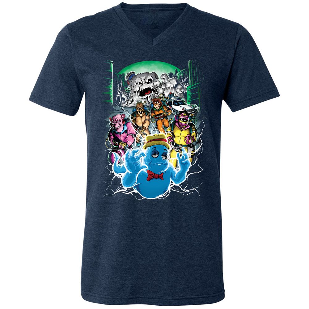 Unisex V-Neck T-Shirt - 5W6GQ8BN - Heather Navy - 15