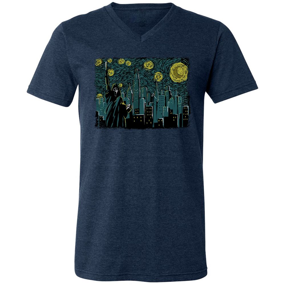 Unisex V-Neck T-Shirt - GDW94Q9B - Heather Navy - 15