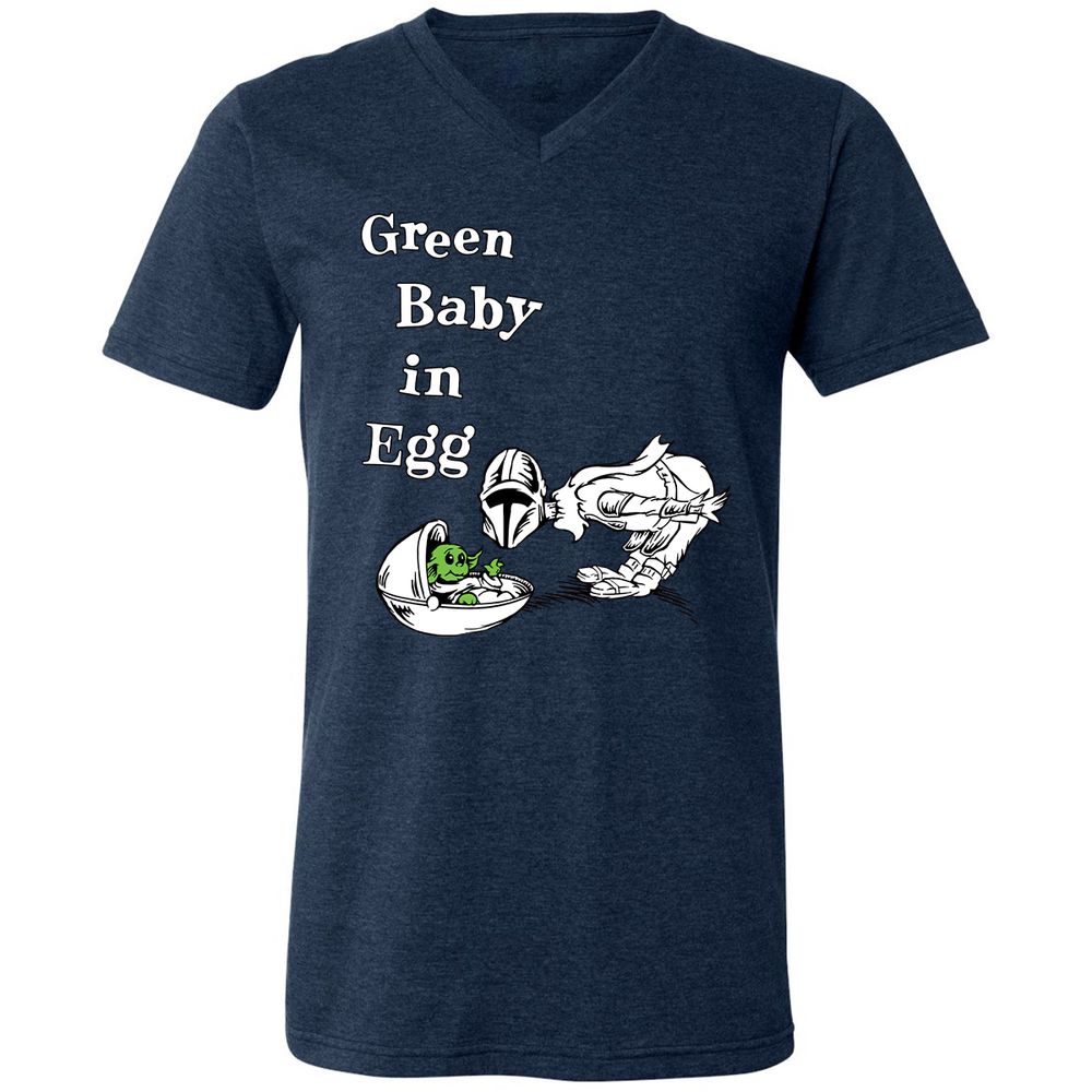 Unisex V-Neck T-Shirt - X76LAN55 - Heather Navy - 15