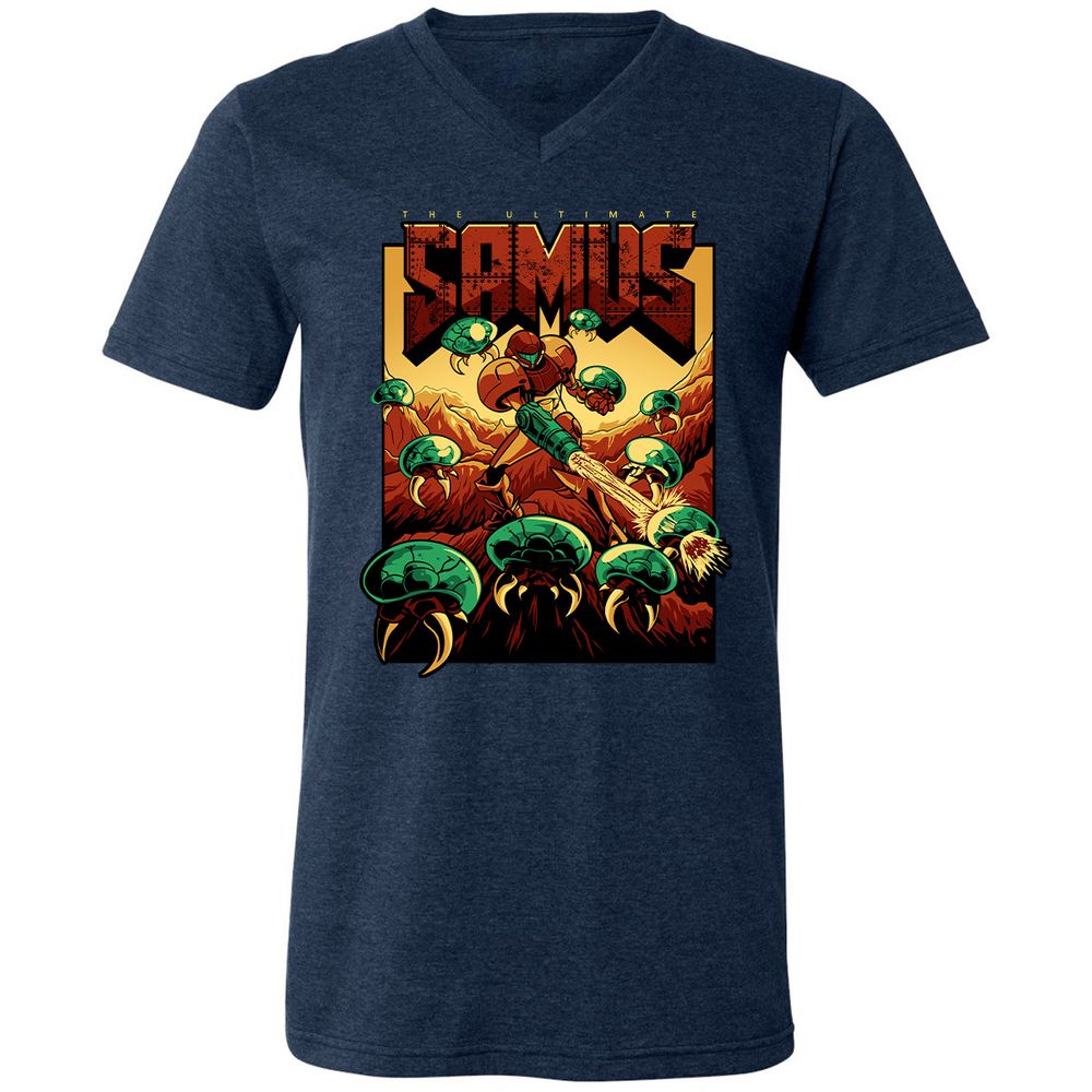Unisex V-Neck T-Shirt - JVU5ALND - Heather Navy - 15