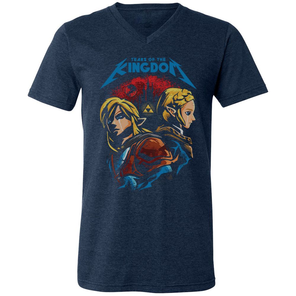 Unisex V-Neck T-Shirt - 9XS8C3AP - Heather Navy - 15