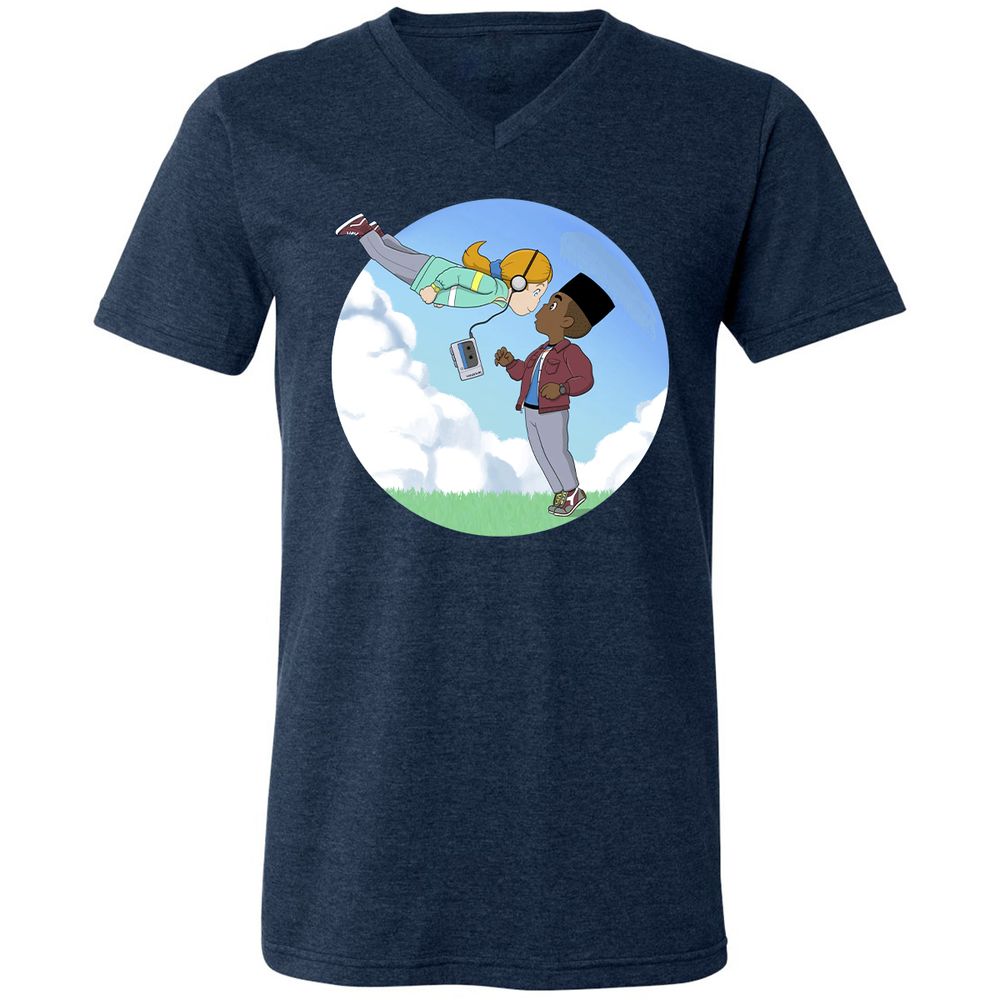 Unisex V-Neck T-Shirt - YQL1LWXH - Heather Navy - 15