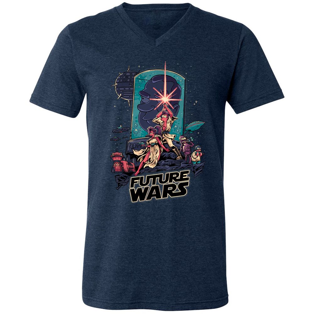 Unisex V-Neck T-Shirt - D3KT9KE3 - Heather Navy - 15