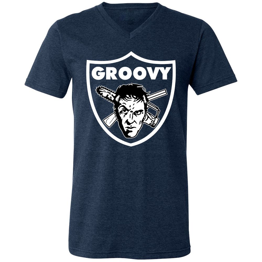 Unisex V-Neck T-Shirt - JSKTWD27 - Heather Navy - 15