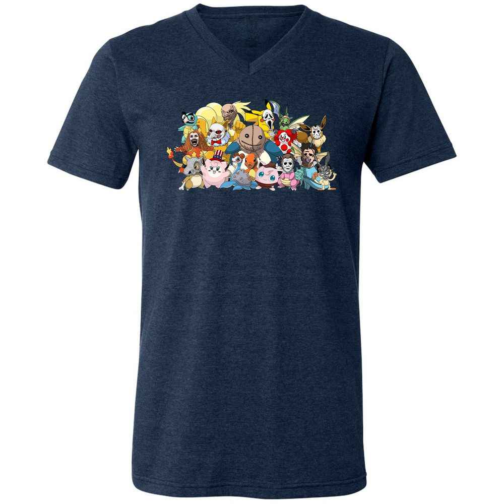 Unisex V-Neck T-Shirt - HCRBQVZ7 - Heather Navy - 15
