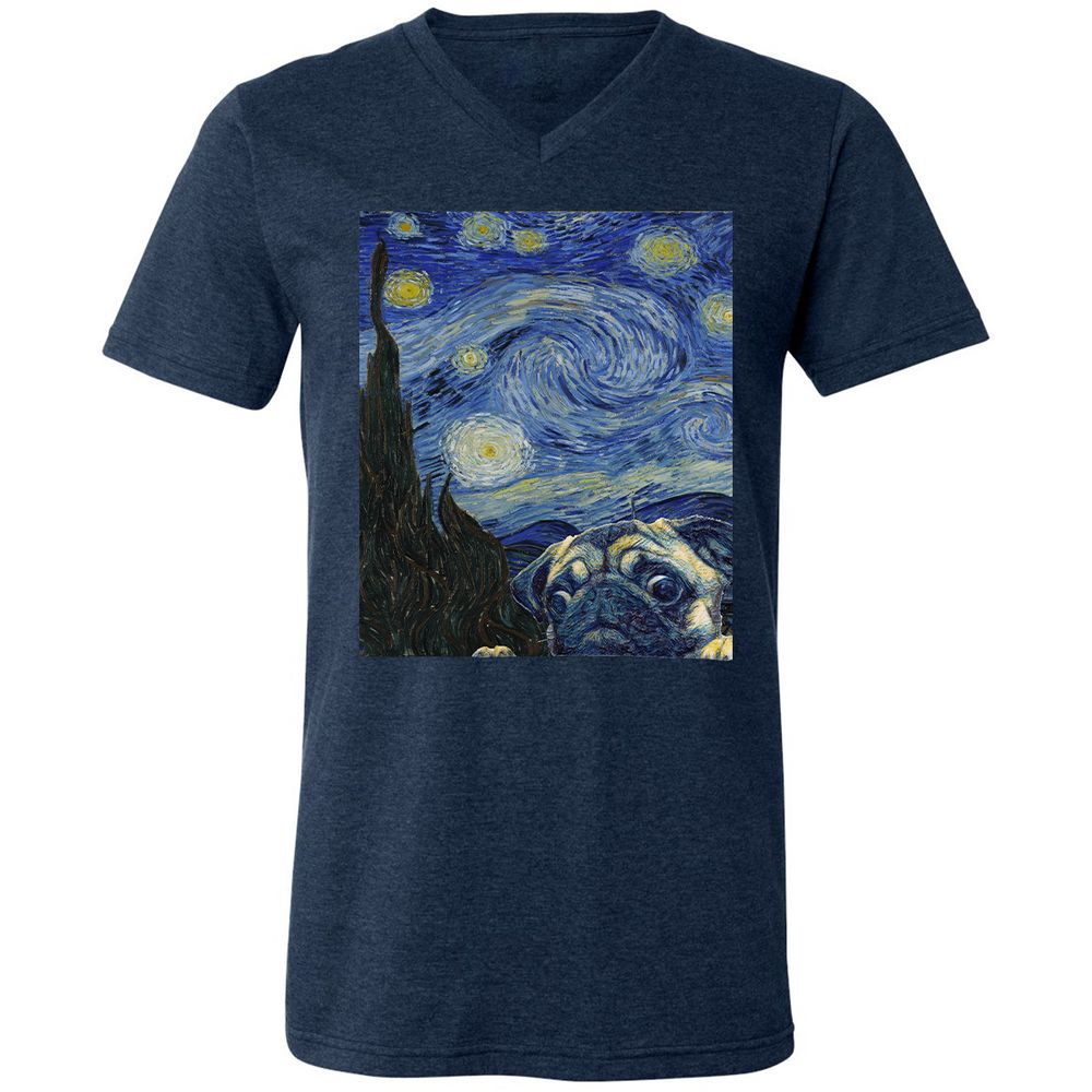 Unisex V-Neck T-Shirt - HJTLKY25 - Heather Navy - 15