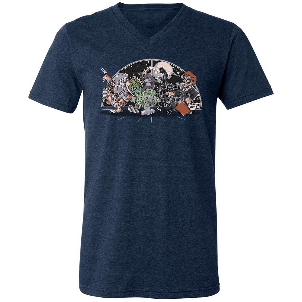 Unisex V-Neck T-Shirt - 8N4DM9Y6 - Heather Navy - 15