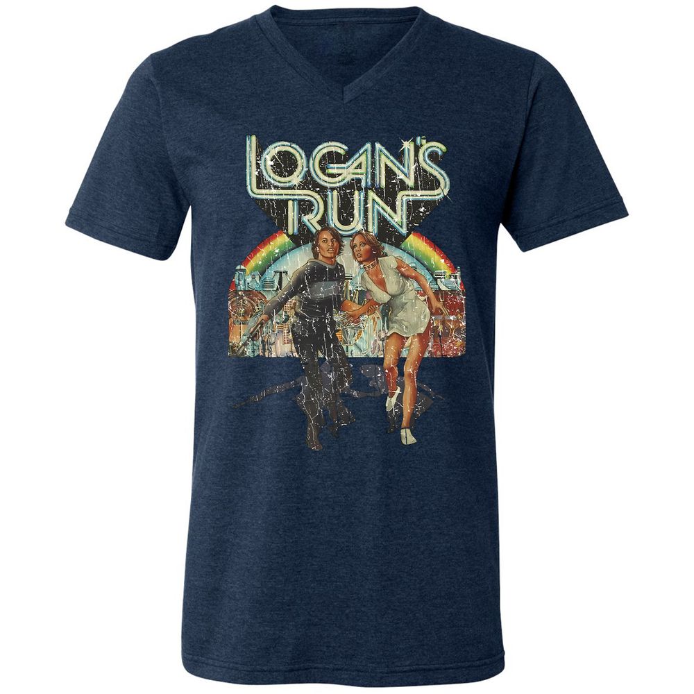 Unisex V-Neck T-Shirt - KLQMU9VX - Heather Navy - 15