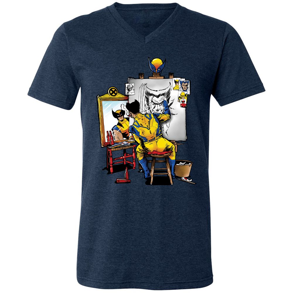 Unisex V-Neck T-Shirt - D9ZMUZ84 - Heather Navy - 15