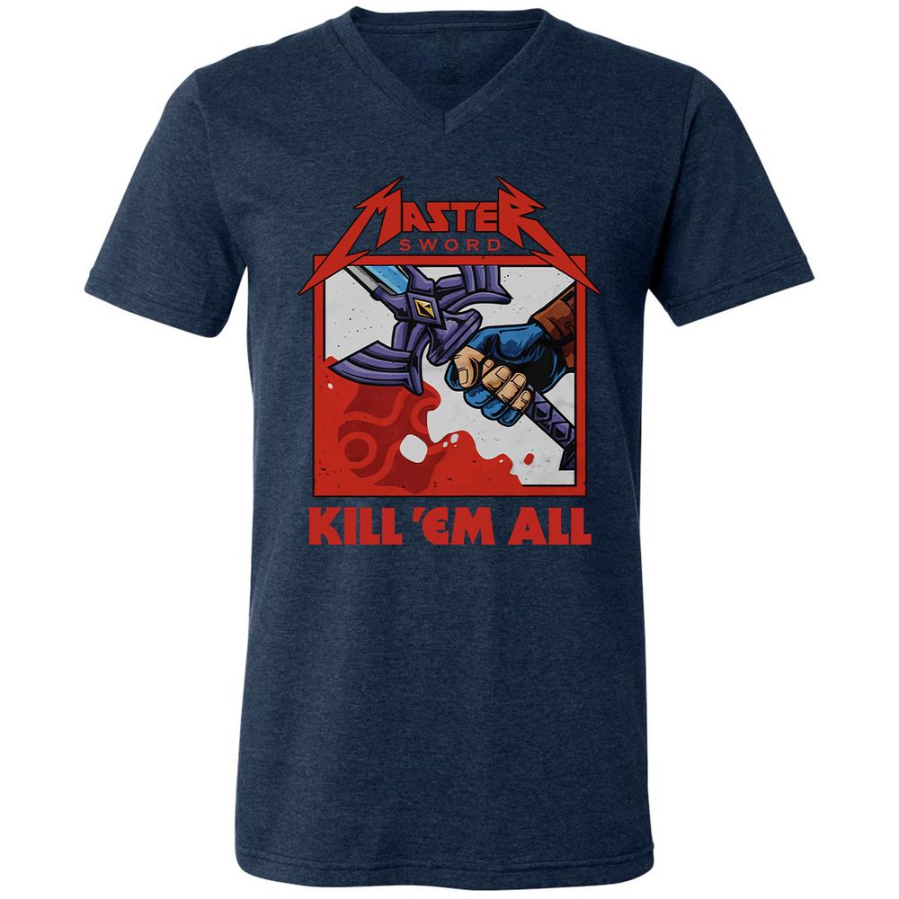 Unisex V-Neck T-Shirt - KDNRBUK7 - Heather Navy - 15