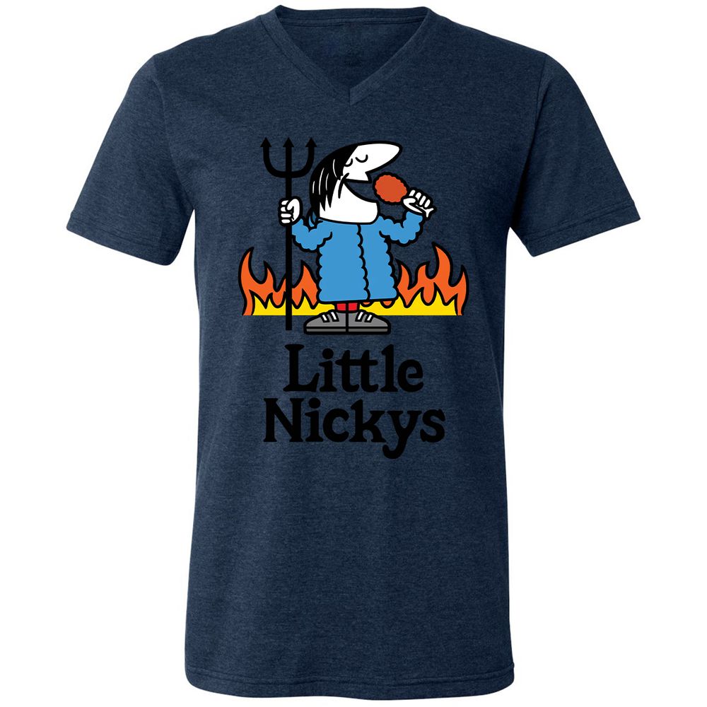 Unisex V-Neck T-Shirt - ZU5W9WGD - Heather Navy - 15