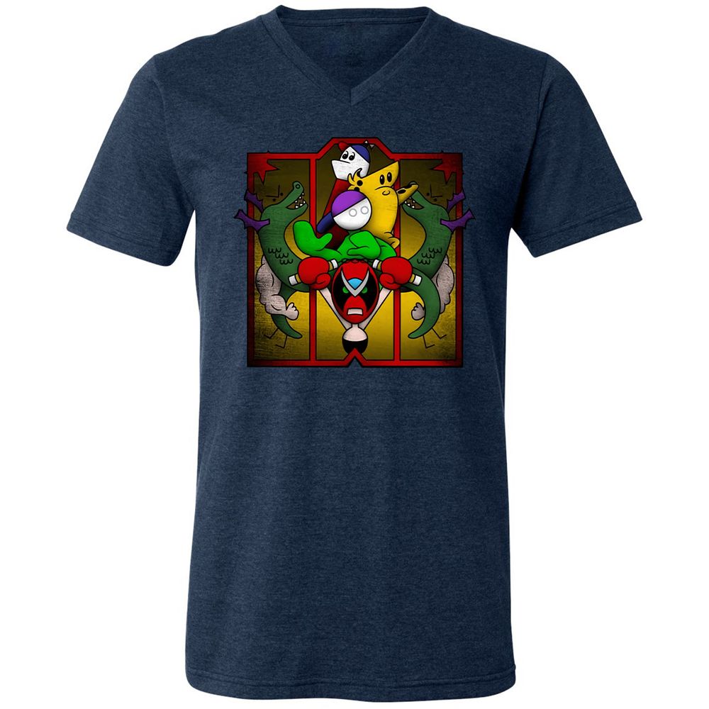 Unisex V-Neck T-Shirt - BMNHNG8F - Heather Navy - 15