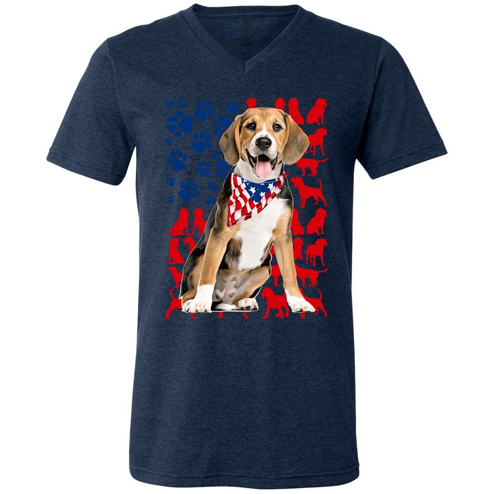Unisex V-Neck T-Shirt - 5E3M86KT - Heather Navy - 15