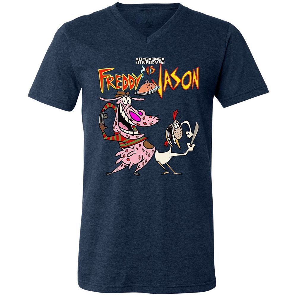 Unisex V-Neck T-Shirt - 1PNYXVFX - Heather Navy - 15