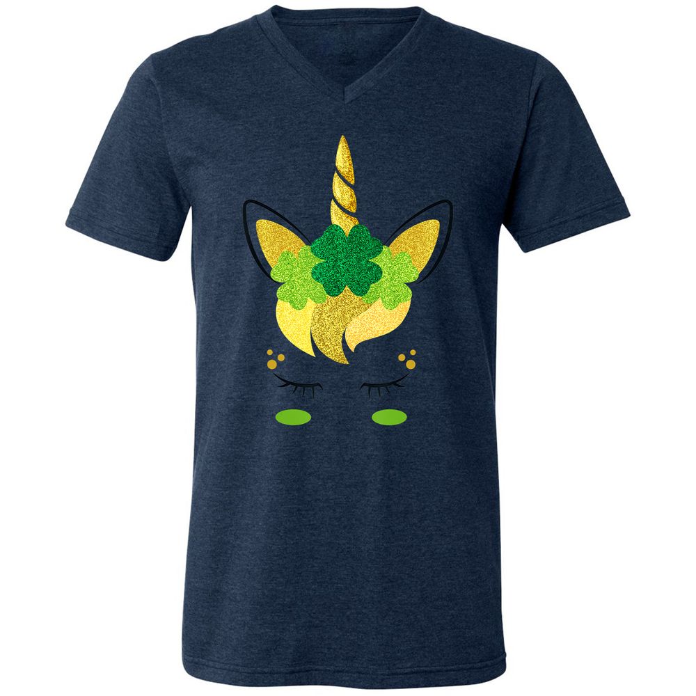Unisex V-Neck T-Shirt - KAAFBGQR - Heather Navy - 15