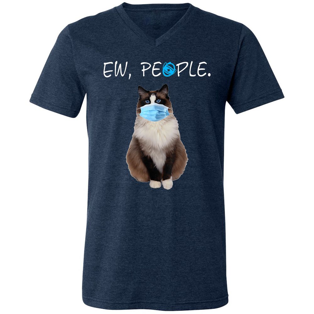 Unisex V-Neck T-Shirt - R6KT45V3 - Heather Navy - 15