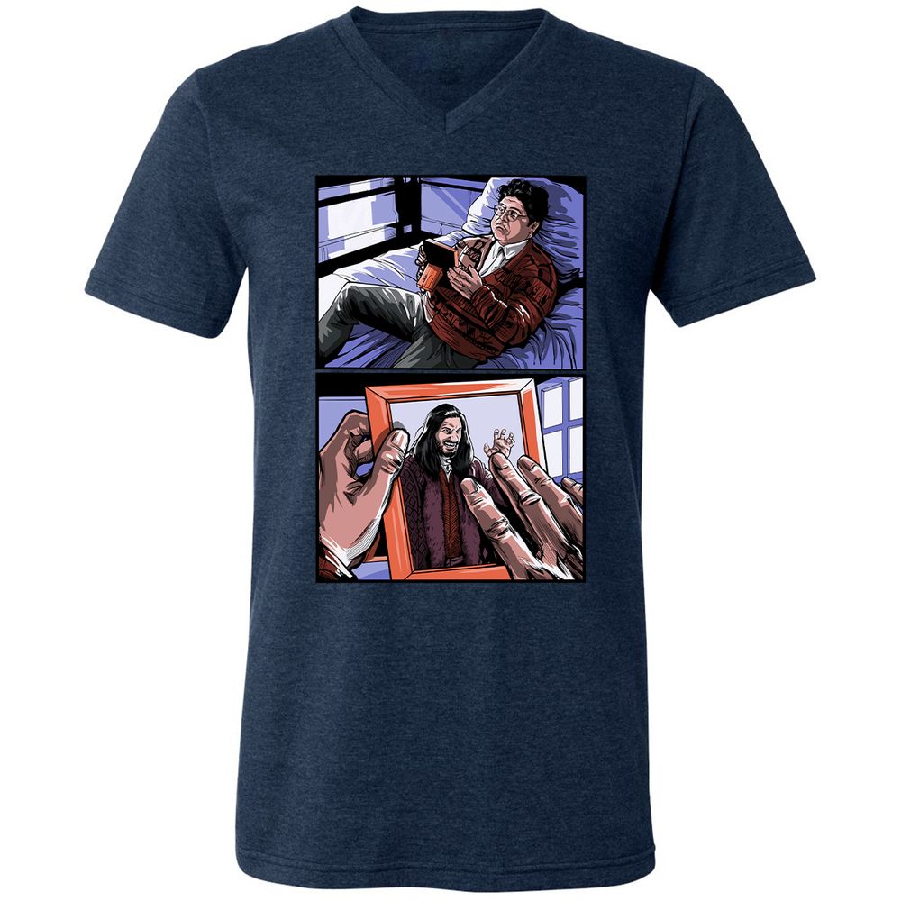 Unisex V-Neck T-Shirt - S8UEUXR5 - Heather Navy - 15