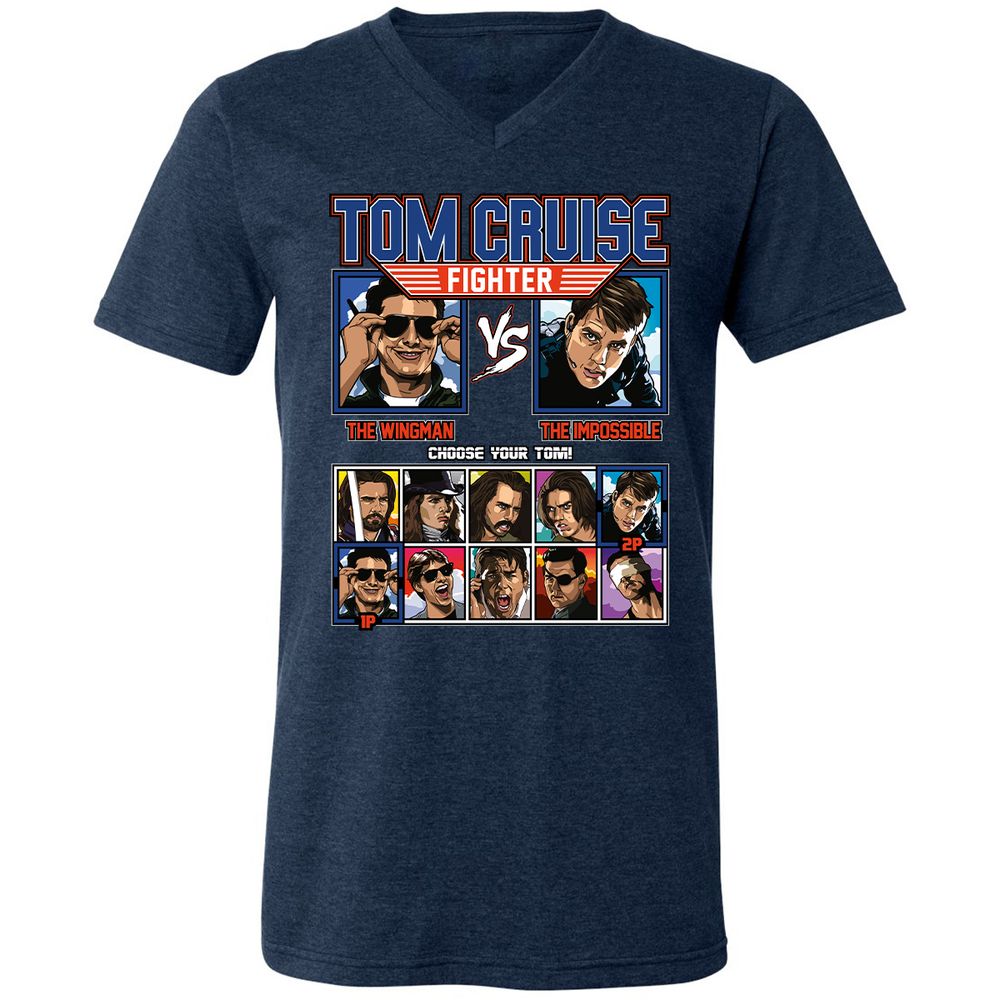 Unisex V-Neck T-Shirt - 8LKQQZL8 - Heather Navy - 15