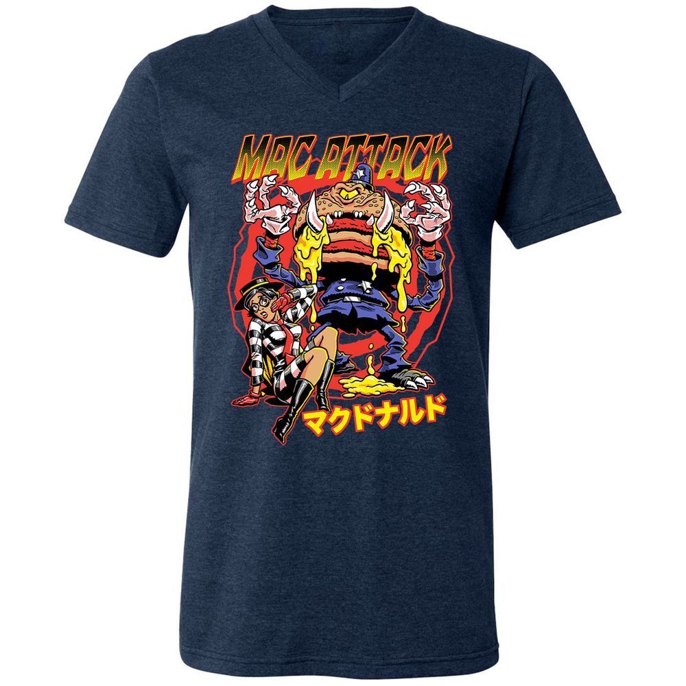 Unisex V-Neck T-Shirt - 22J7U54W - Heather Navy - 15