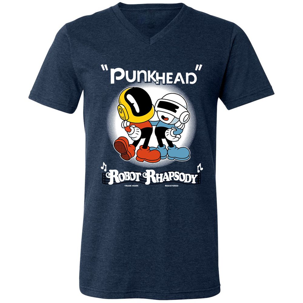 Unisex V-Neck T-Shirt - 4U1AL3HQ - Heather Navy - 15
