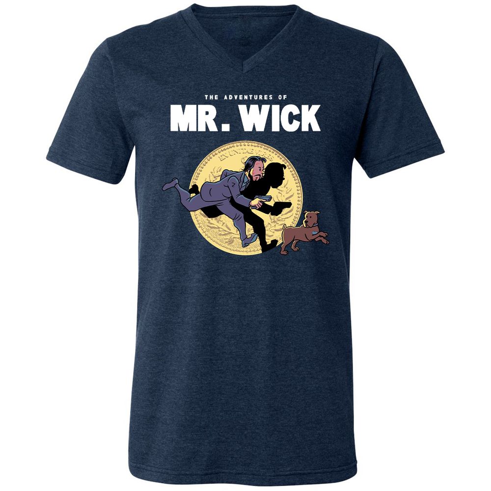 Unisex V-Neck T-Shirt - YWMFPQH7 - Heather Navy - 15