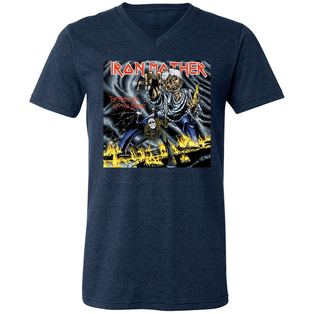 Unisex V-Neck T-Shirt - ZGKGPL7P - Heather Navy - 15