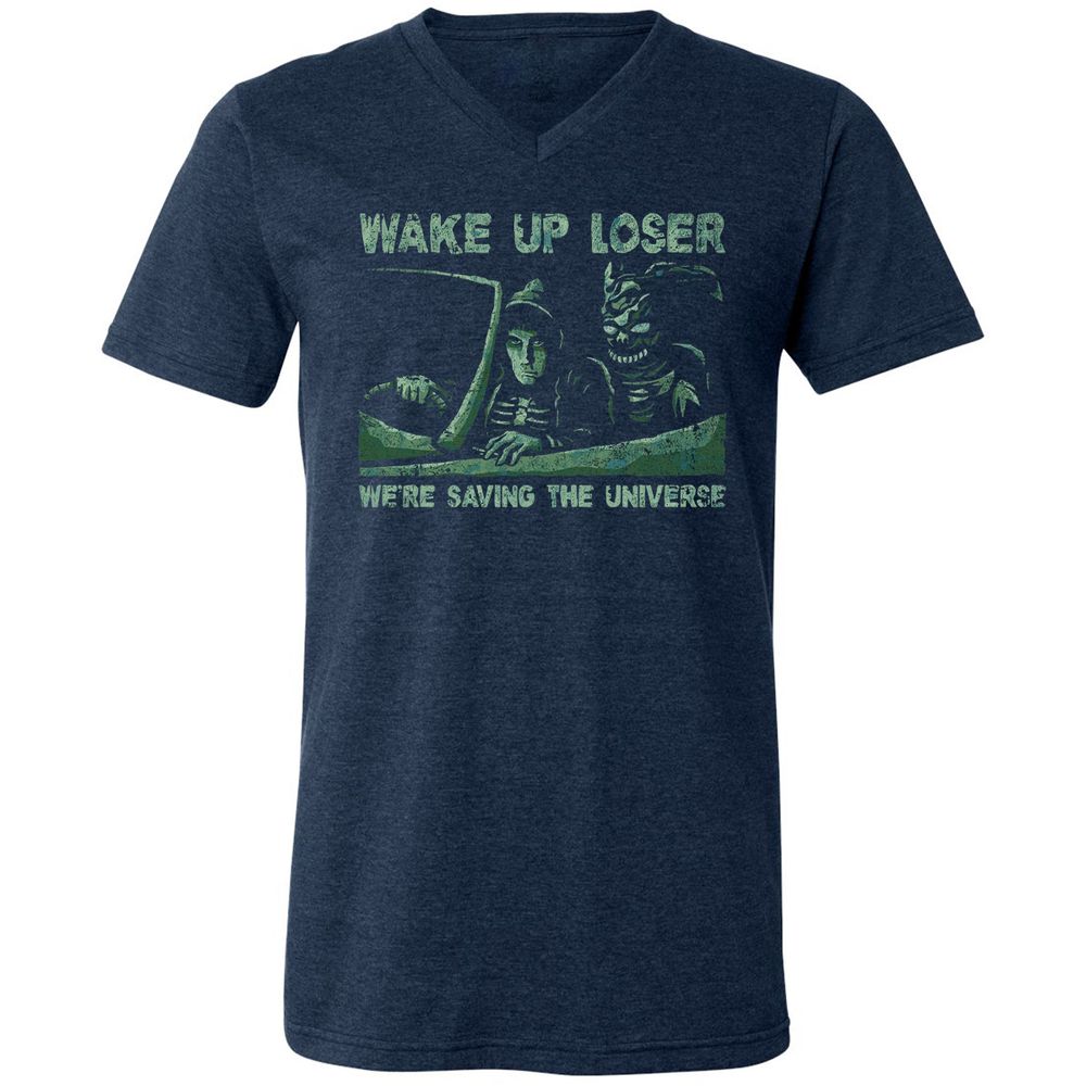 Unisex V-Neck T-Shirt - BUMP5UDE - Heather Navy - 15