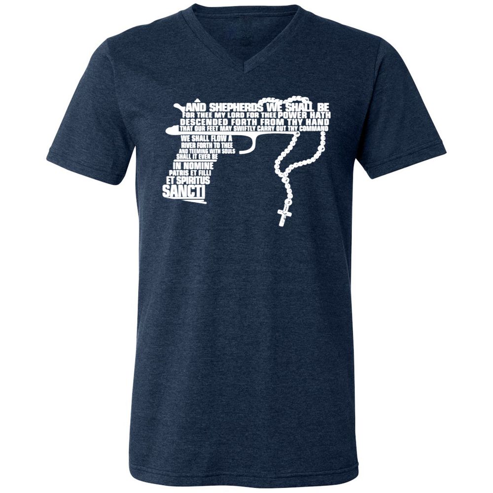Unisex V-Neck T-Shirt - 41C1GSBZ - Heather Navy - 15
