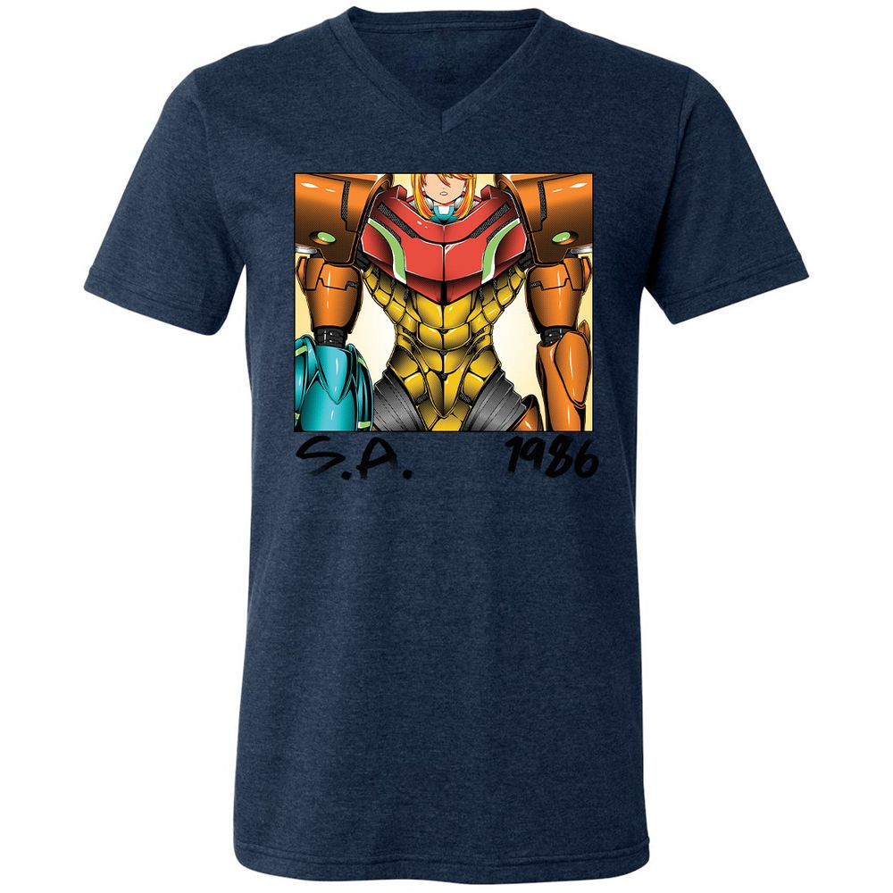 Unisex V-Neck T-Shirt - DR59PR82 - Heather Navy - 15