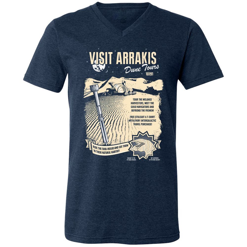 Unisex V-Neck T-Shirt - DDZYQH5R - Heather Navy - 15