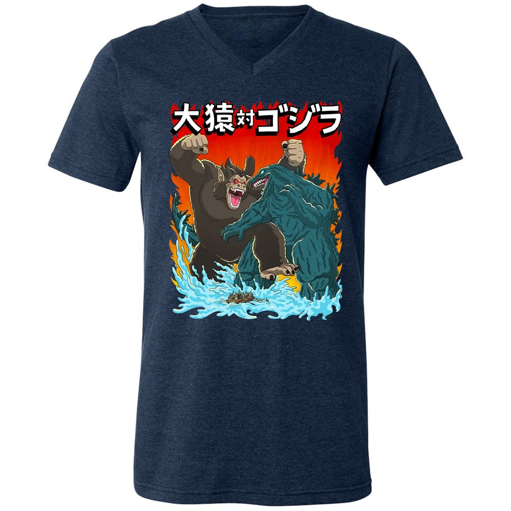 Unisex V-Neck T-Shirt - WSJERS43 - Heather Navy - 15