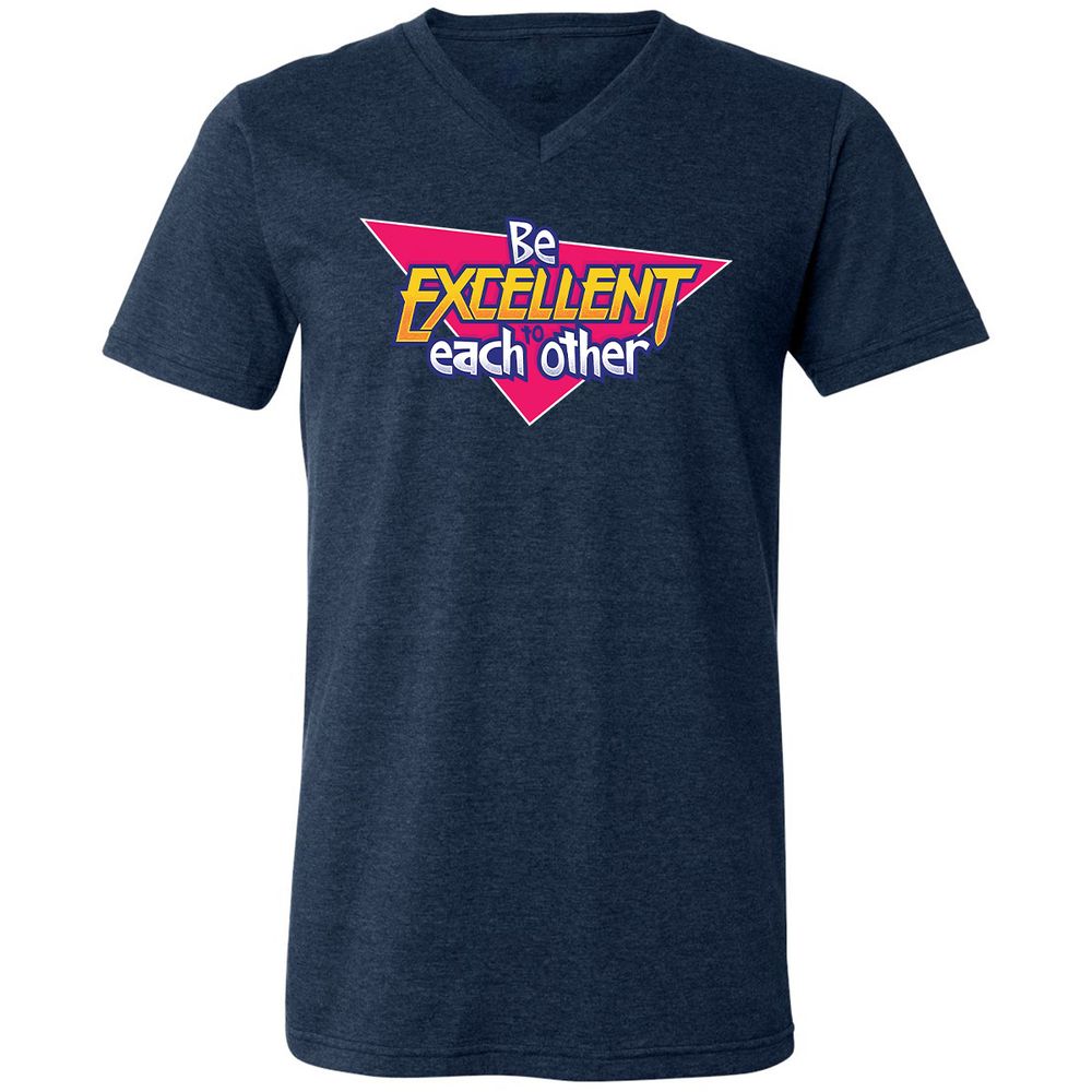 Unisex V-Neck T-Shirt - 6XUBC2HG - Heather Navy - 15